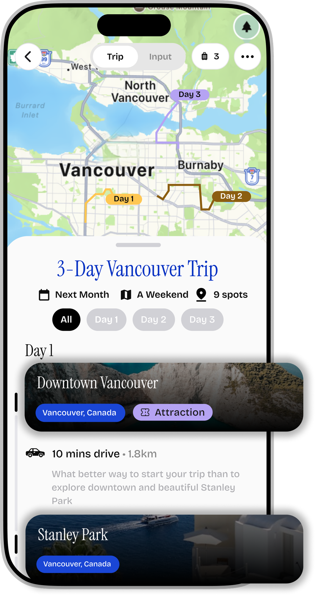 A day-by-day trip plan in PlanPin