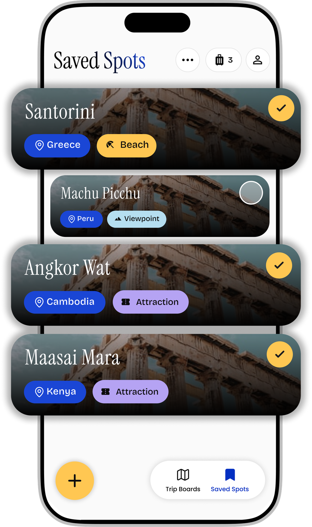 All your saved travel spots in one place in PlanPin